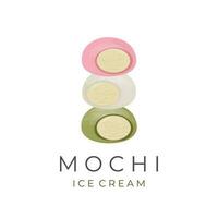 Mochi Ice Cream Pile Illustration Logo vector
