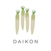 Daikon Radish Bunch Illustration Logo vector