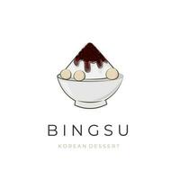 Korean Bingsu Cartoon Illustration Logo vector