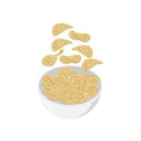 Cassava Chips Vector Illustration Logo In A Bowl