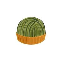 Matcha Flavored Mont Blanc Cake Illustration Logo vector