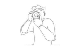 A man takes a photo vector