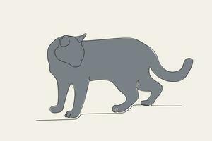 Colored illustration of a cat looking down vector