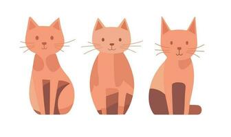 Ginger vector cats set, isolated vector orange kitty collection on white, cat day simple flat style