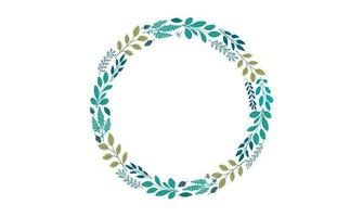 Circle simple flat vector plant frame, round floral branch border, eco organic design, wedding template