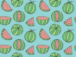 Seamless Water melon vector pattern, Doodle Watermelon day texture, summer fruit slices fabric textile, juicy Wrapping scrapbooking paper