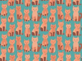 Vector Seamless flat ginger cat texture, kitty neko fashion pattern, orange kitten fabric, cat day decor