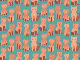 Vector Seamless flat ginger cat texture, kitty neko fashion pattern, orange kitten fabric, cat day decor