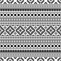 Geometric tribal ornament design with seamless pattern. Ethnic Aztec Navajo style. Black and white colors. Design for textile, fabric, clothing, curtain, rug, batik, ornament, background, wrapping. vector