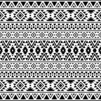 resumen geométrico sin costura étnico modelo con tribal azteca motivos vector textura diseño. negro y blanco colores. diseño para textil, tela, ropa, cortina, alfombra, ornamento, fondo de pantalla, envase.