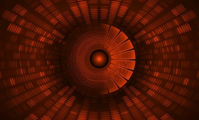 Modern Holographic Eye on Technology Background