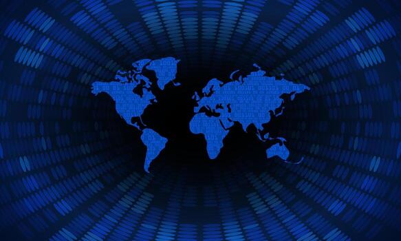 Modern Cybersecurity Technology Background with world map vector