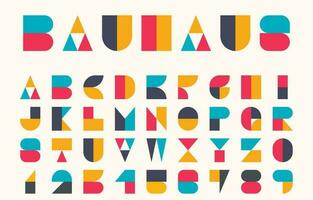 Bauhaus alphabet stylized vector, geometric typeface flat design vector