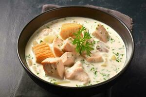 fish soup cream Food Photography AI Generated photo