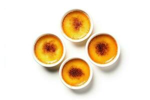 creme brulee flat lay Food Photography AI Generated photo
