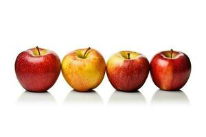 manzanas Fruta blanco aislado antecedentes comida fotografía ai generado foto