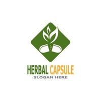 herbario cápsula farmacia logo vector ilustración