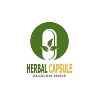 herbario cápsula farmacia logo vector ilustración