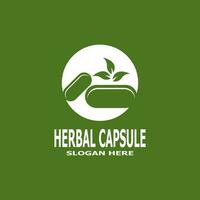 Herbal Capsule pharmacy logo vector illustration