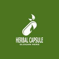 Herbal Capsule pharmacy logo vector illustration