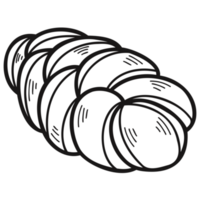 isolate black and white bakery challah bread png