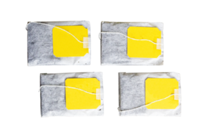 sachet de thé avec Jaune étiquette png