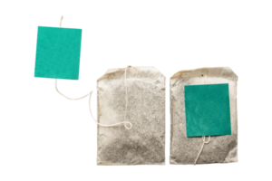 Tea bag with green label png