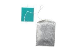 Tea bag with green label png