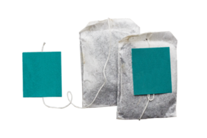 Tea bag with green label png