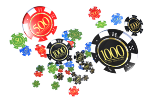 PNG geïsoleerd kleurrijk casino chips