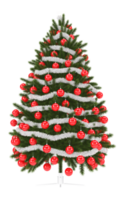 Christmas Tree with Red and Silver Ornaments Transparent Background png