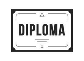 University diploma flat monochrome isolated vector object. Educational establishment certificate. Editable black and white line art drawing. Simple outline spot illustration for web graphic design