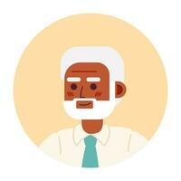 Old man with silver hair and beard semi flat vector character head. Handsome grandpa. Editable cartoon avatar icon. Face emotion. Colorful spot illustration for web graphic design, animation