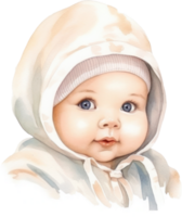 Cute Baby Watercolor Illustration. AI Generated png