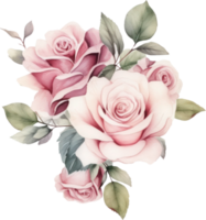 Rosa flores ramo de flores acuarela. ai generado png