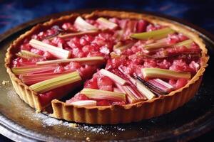 a rhubarb tart is a tart filled with rhubarb photography photo