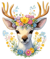 Reindeer Animal Head Sticker with AI Generative png