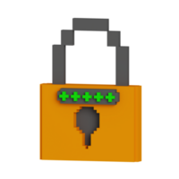 3d icon lock cyber security illustration concept icon render png