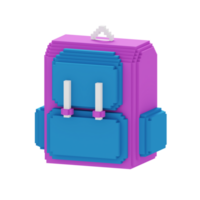 3d voxel icône sac éducation illustration concept icône rendre png