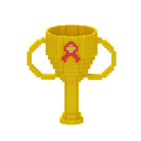 3d voxel icône trophée éducation illustration concept icône rendre png