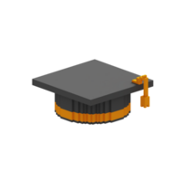 3d voxel icône casquette l'obtention du diplôme éducation illustration concept icône rendre png