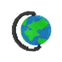 3d voxel icône globe éducation illustration concept icône rendre png