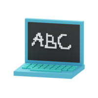 3d voxel icona il computer portatile formazione scolastica illustrazione concetto icona rendere png