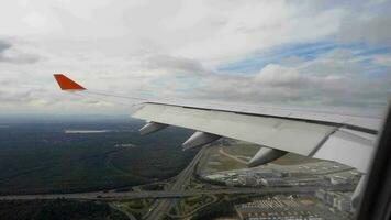 View from the airplane before landing at Frankfurt Airport video