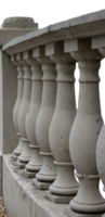 Old balustrade pillars architectural element isolated PNG photo with transparent background. High quality cut out scene element. Realistic image overlay