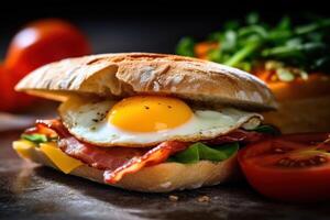 stock photo of healthy breakfast with sandwich Editorial food photography