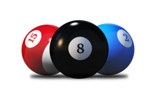 Three Billiard Balls 3D Render Isolated png