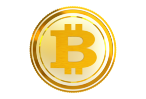 Bitcoin Golden Coin PNG 3D Isolated