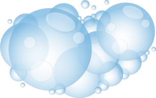 tekenfilm zeep schuim met bubbels. licht blauw zeepsop van bad, shampoo, scheren, mousse. png