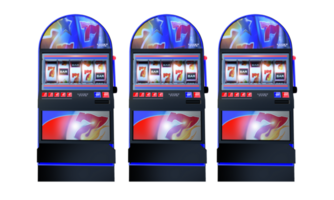 Row of Classic Slot Machines PNG Object